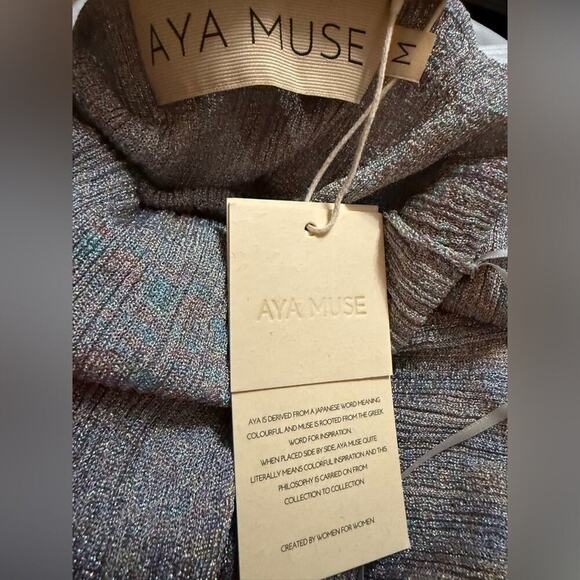 Aya Muse Caspi Halter Sheer Dress In Fog Grey NWT - Picture 8 of 11